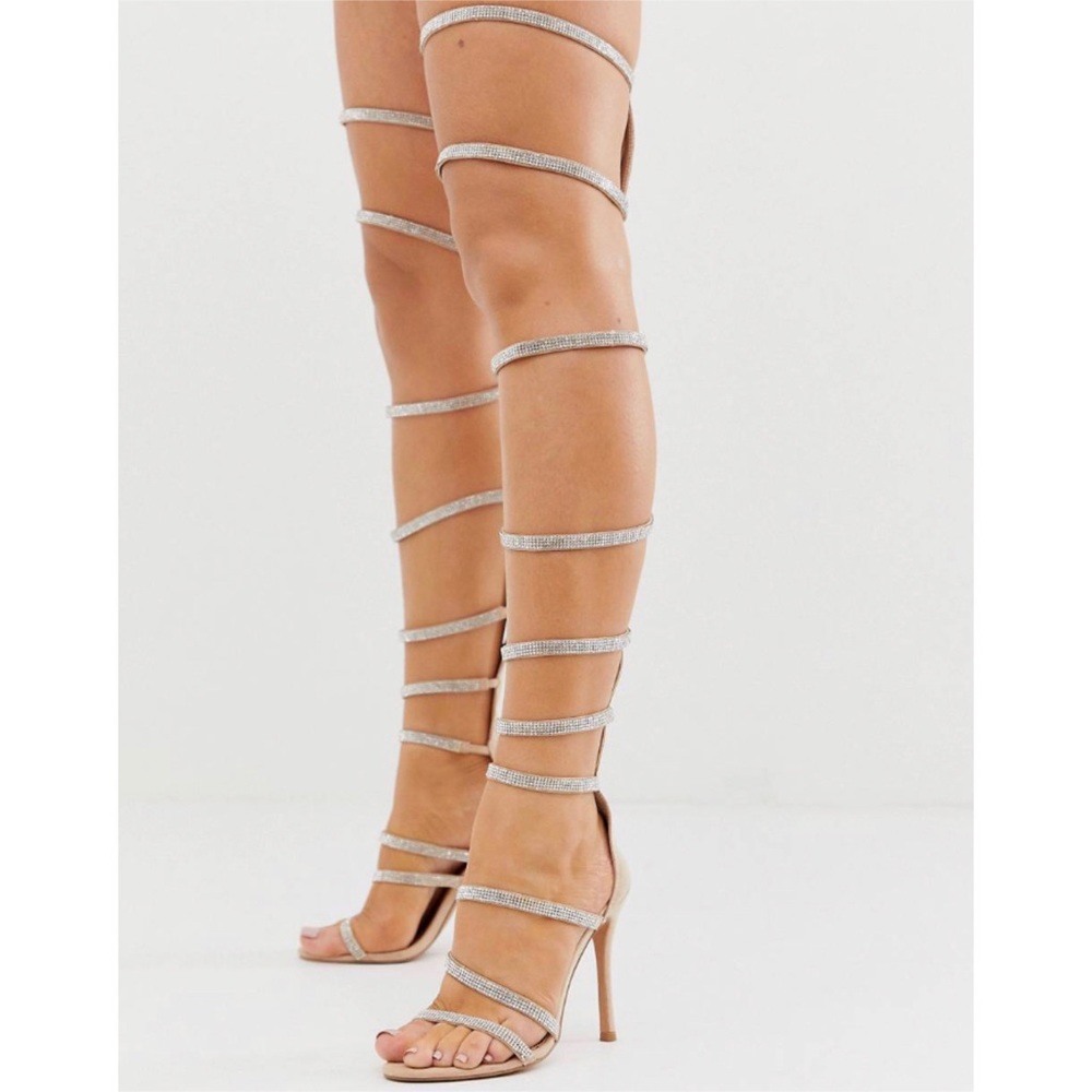 Over the knee gladiator heels